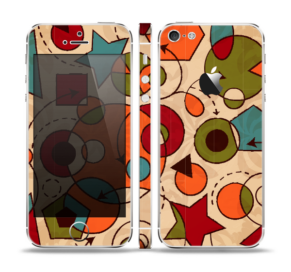 The Vintage Red and Tan Abstarct Shapes Skin Set for the Apple iPhone 5