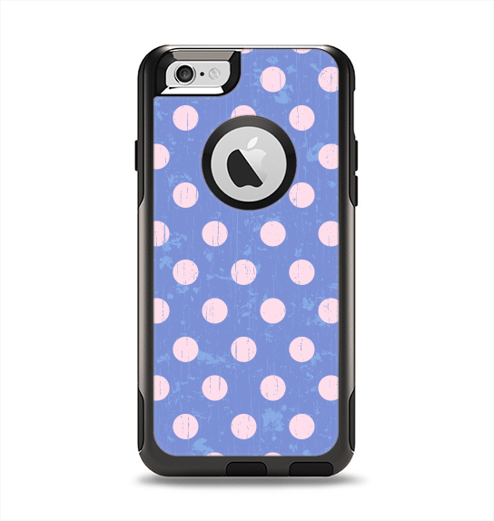 The Vintage Scratched Pink & Purple Polka Dots Apple iPhone 6 Otterbox Commuter Case Skin Set