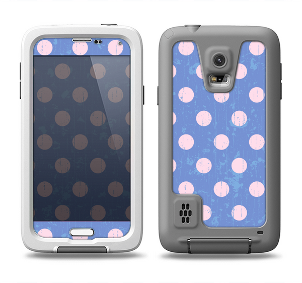 The Vintage Scratched Pink & Purple Polka Dots Samsung Galaxy S5 LifeProof Fre Case Skin Set