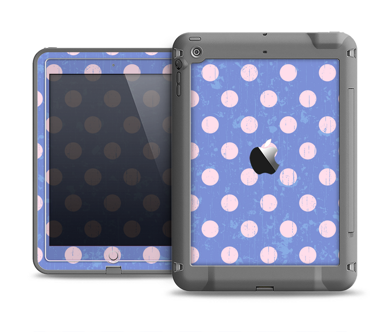 The Vintage Scratched Pink & Purple Polka Dots Apple iPad Mini LifeProof Fre Case Skin Set