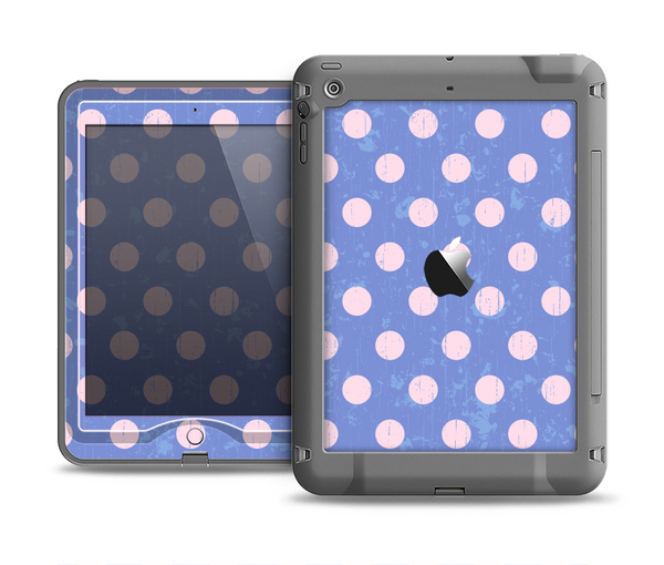 The Vintage Scratched Pink & Purple Polka Dots Apple iPad Mini LifeProof Nuud Case Skin Set