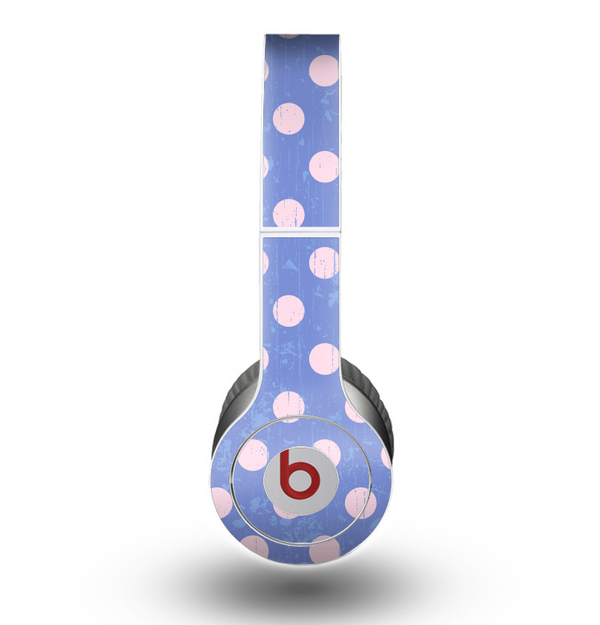 The Vintage Scratched Pink & Purple Polka Dots Skin for the Beats by Dre Original Solo-Solo HD Headphones