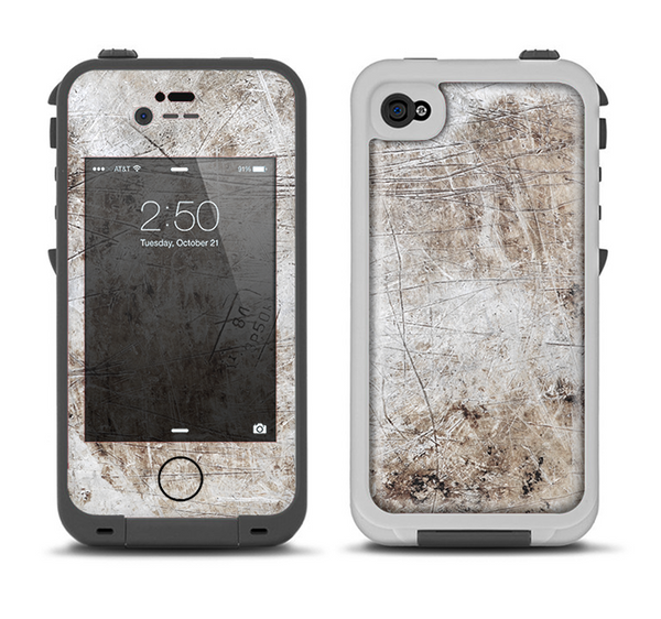 The Vintage Scratched and Worn Surface Apple iPhone 4-4s LifeProof Fre Case Skin Set