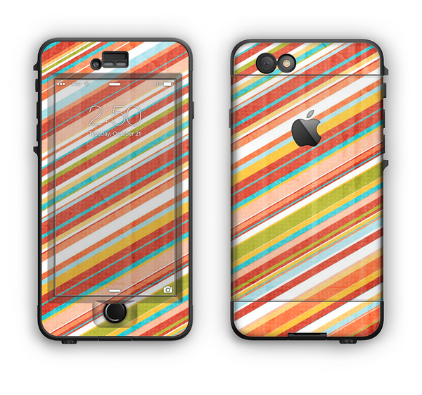The Vintage Slanted Color Stripes Apple iPhone 6 LifeProof Nuud Case Skin Set