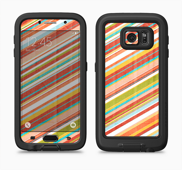 The Vintage Slanted Color Stripes Full Body Samsung Galaxy S6 LifeProof Fre Case Skin Kit