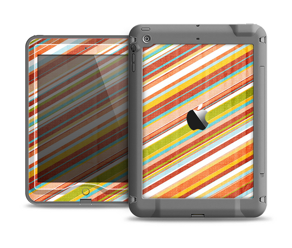 The Vintage Slanted Color Stripes Apple iPad Mini LifeProof Nuud Case Skin Set