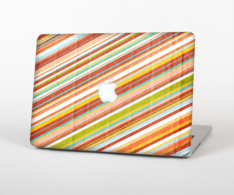 The Vintage Slanted Color Stripes Skin Set for the Apple MacBook Pro 15" with Retina Display