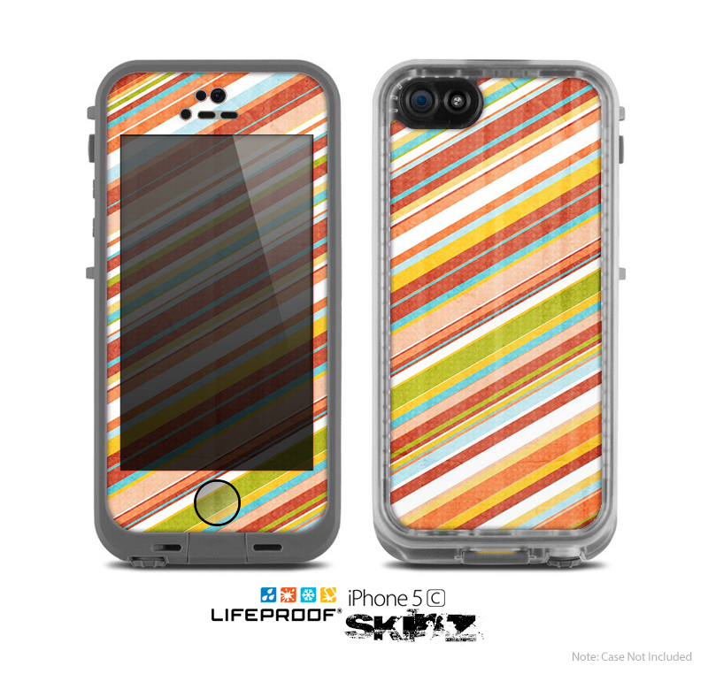 The Vintage Slanted Color Stripes Skin for the Apple iPhone 5c LifeProof Case