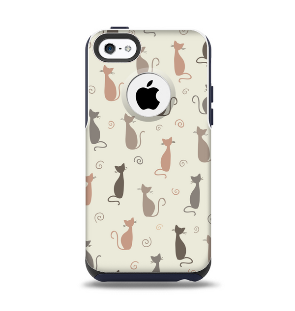 The Vintage Solid Cat Shadows Apple iPhone 5c Otterbox Commuter Case Skin Set