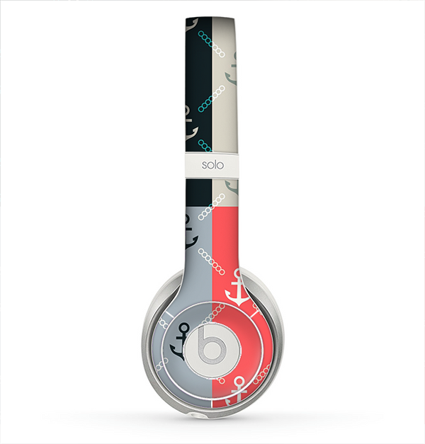 The Vintage Solid Color Anchor Collage All Skin for the Beats by Dre Solo 2 Headphones