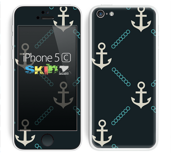 The Vintage Solid Color Anchor Collage V1 Skin for the Apple iPhone 5c