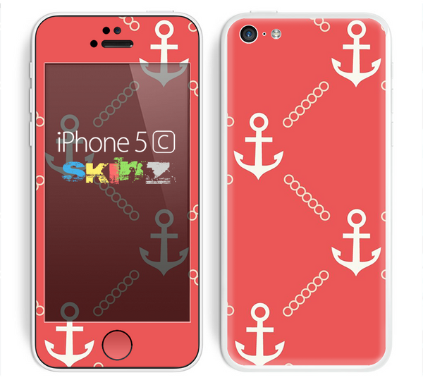 The Vintage Solid Color Anchor Collage V3 Skin for the Apple iPhone 5c