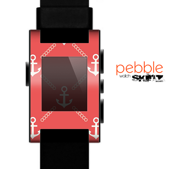 The Vintage Solid Color Anchor Collage V3 Skin for the Pebble SmartWatch