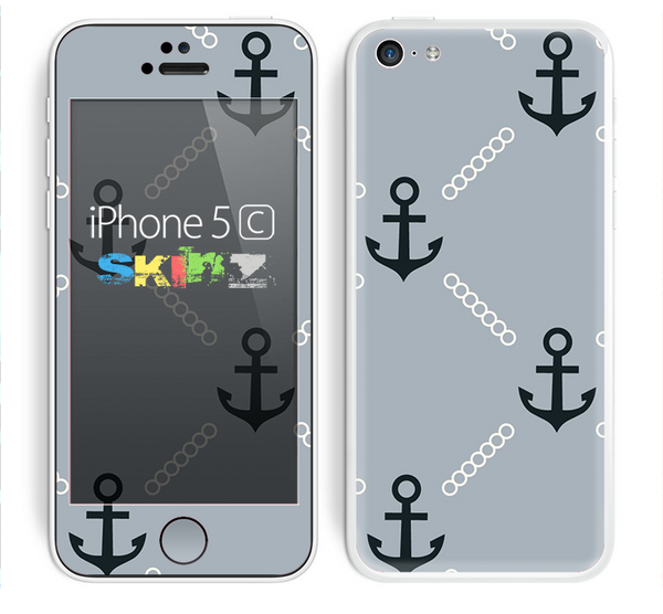 The Vintage Solid Color Anchor Collage V4 Skin for the Apple iPhone 5c