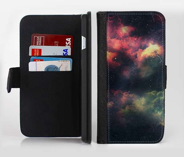 The Vintage Stormy Sky Ink-Fuzed Leather Folding Wallet Credit-Card Case for the Apple iPhone 6/6s, 6/6s Plus, 5/5s and 5c