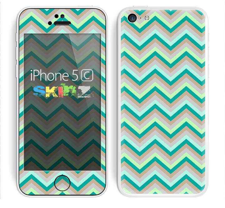 The Vintage Subtle Greens Chevron Pattern Skin for the Apple iPhone 5c
