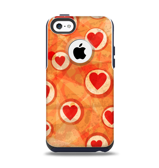 The Vintage Subtle Red and Orange Hearts Apple iPhone 5c Otterbox Commuter Case Skin Set
