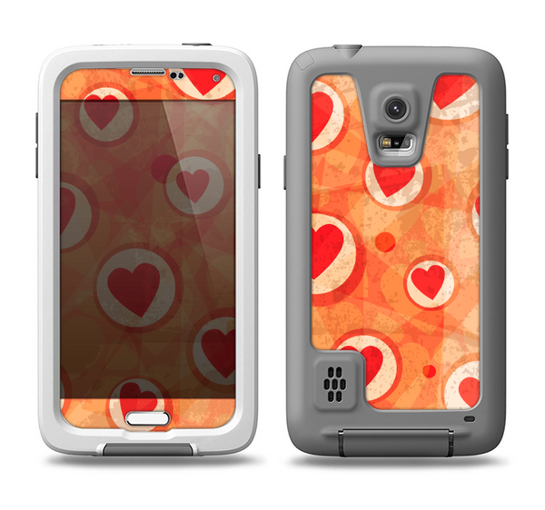 The Vintage Subtle Red and Orange Hearts Samsung Galaxy S5 LifeProof Fre Case Skin Set