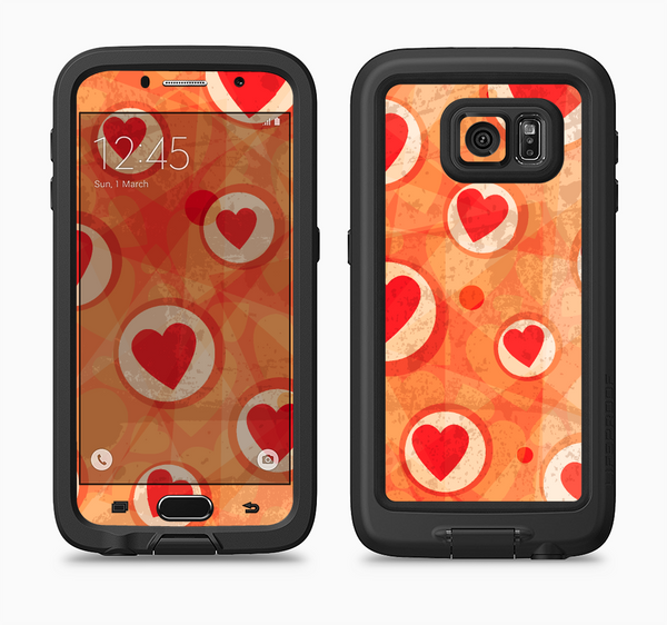 The Vintage Subtle Red and Orange Hearts Full Body Samsung Galaxy S6 LifeProof Fre Case Skin Kit