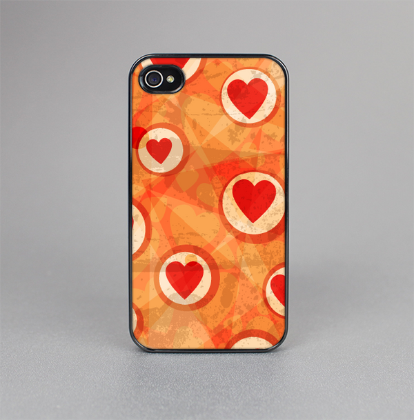 The Vintage Subtle Red and Orange Hearts Skin-Sert for the Apple iPhone 4-4s Skin-Sert Case