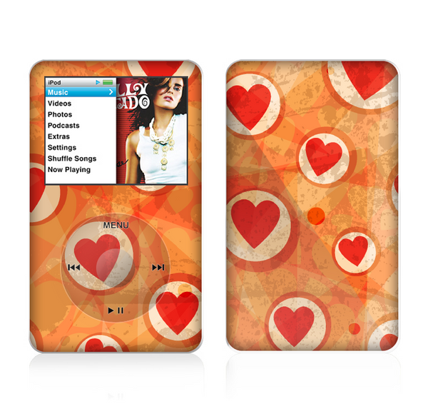 The Vintage Subtle Red and Orange Hearts Skin For The Apple iPod Classic