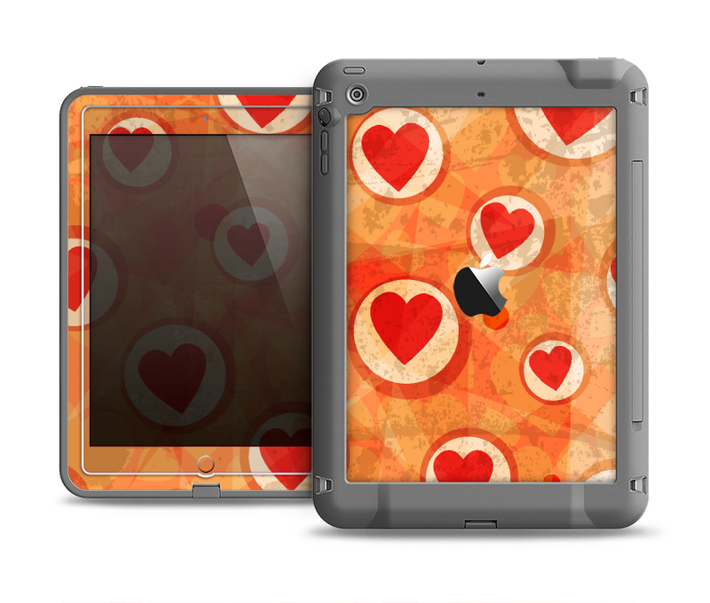 The Vintage Subtle Red and Orange Hearts Apple iPad Mini LifeProof Fre Case Skin Set