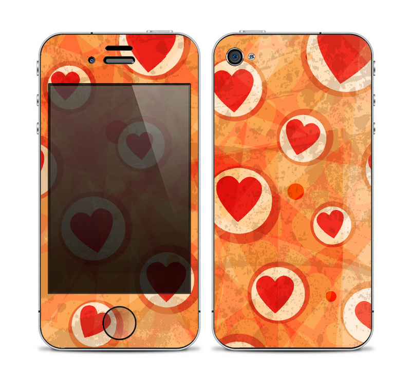 The Vintage Subtle Red and Orange Hearts Skin for the Apple iPhone 4-4s