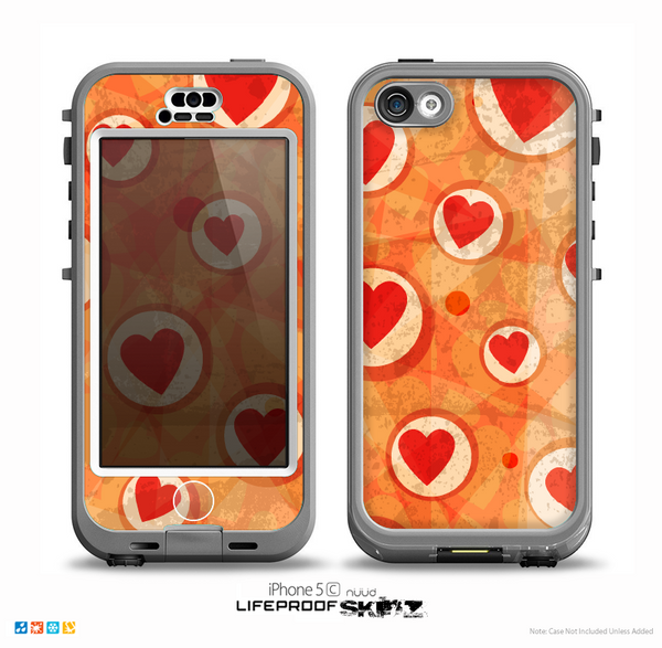 The Vintage Subtle Red and Orange Hearts Skin for the iPhone 5c nüüd LifeProof Case