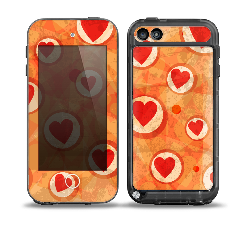 The Vintage Subtle Red and Orange Hearts Skin for the iPod Touch 5th Generation frē LifeProof Case