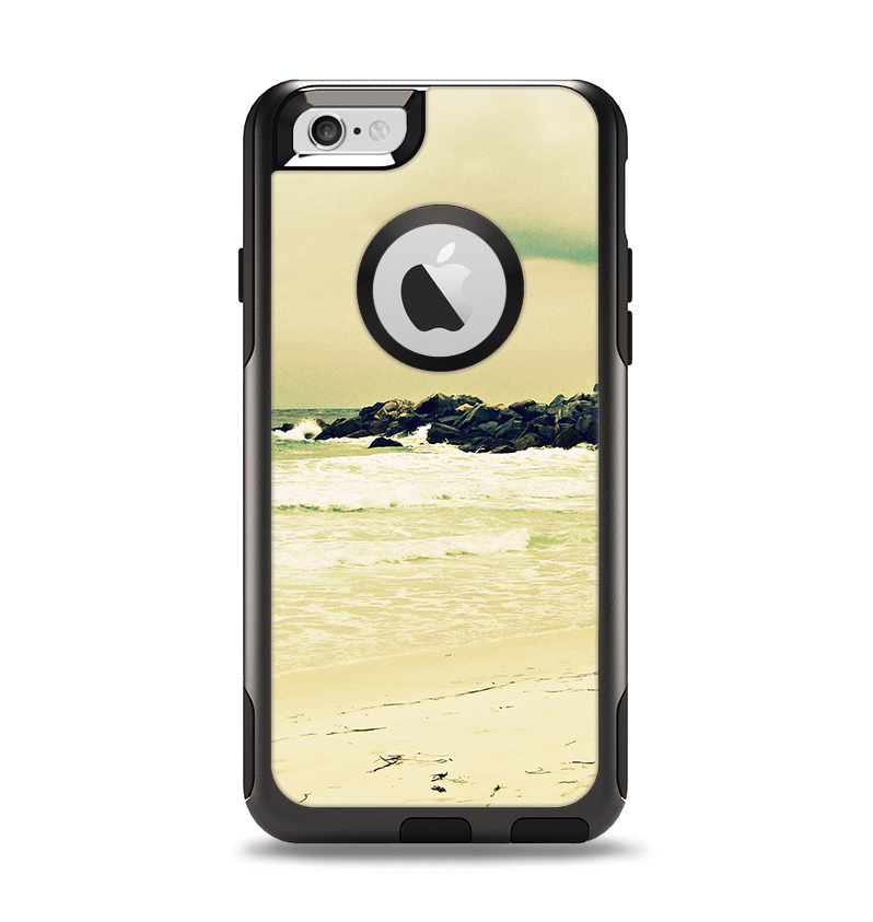 The Vintage Subtle Yellow Beach Scene Apple iPhone 6 Otterbox Commuter Case Skin Set
