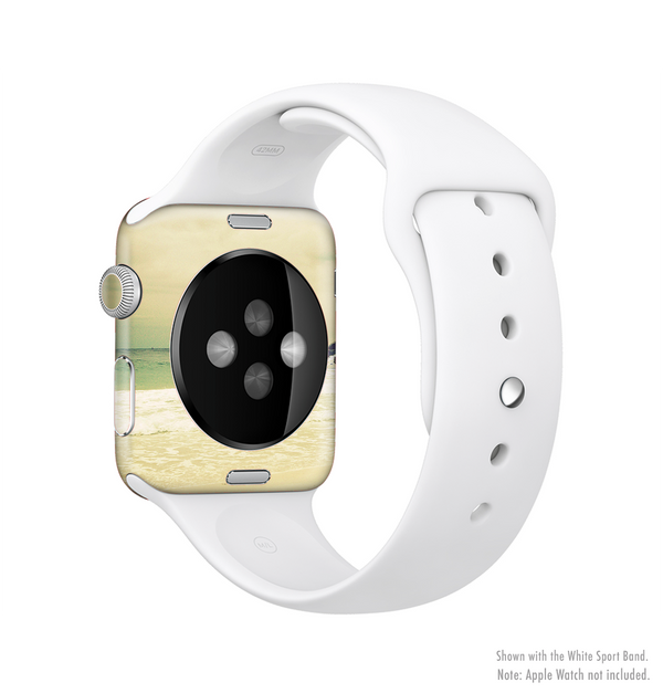 The Vintage Subtle Yellow Beach Scene Full-Body Skin Kit for the Apple Watch