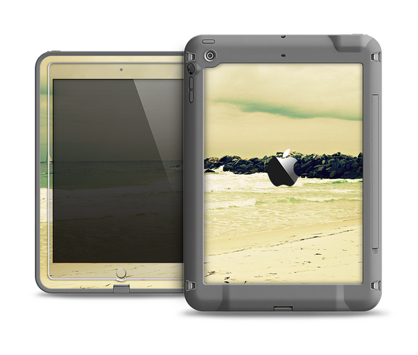 The Vintage Subtle Yellow Beach Scene Apple iPad Air LifeProof Fre Case Skin Set