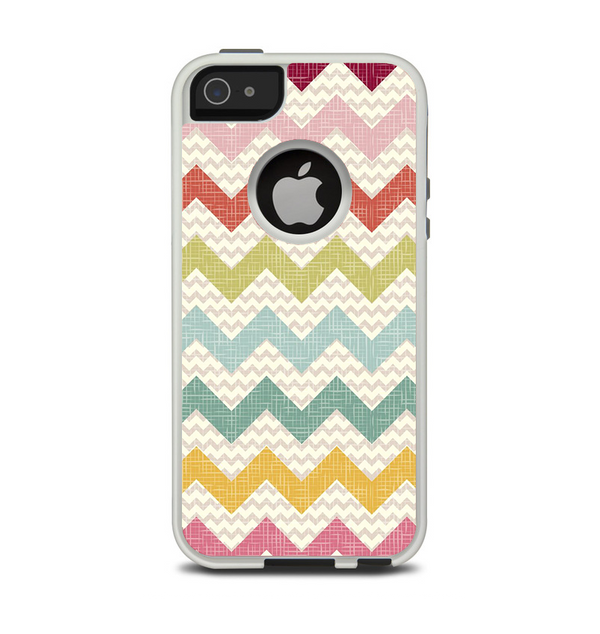 The Vintage Summer Colored Chevron V4 Apple iPhone 5-5s Otterbox Commuter Case Skin Set