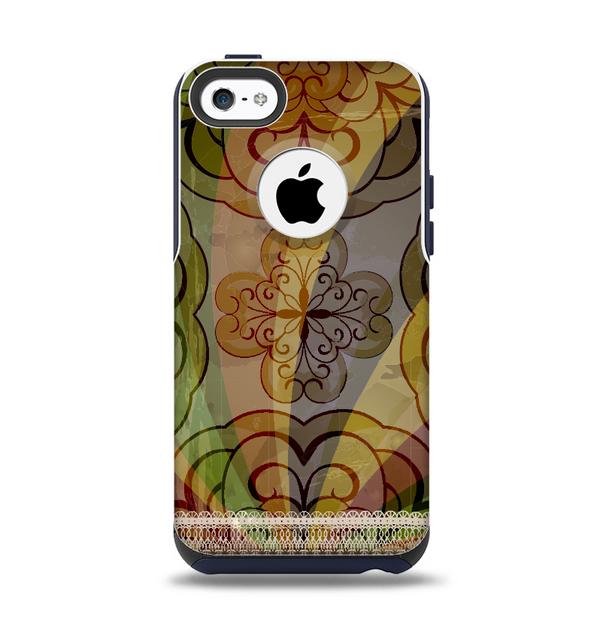 The Vintage Swirled Colorful Pattern Apple iPhone 5c Otterbox Commuter Case Skin Set