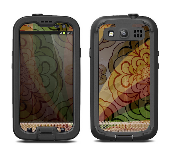 The Vintage Swirled Colorful Pattern Samsung Galaxy S3 LifeProof Fre Case Skin Set