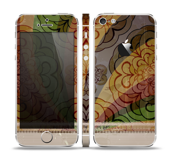 The Vintage Swirled Colorful Pattern Skin Set for the Apple iPhone 5