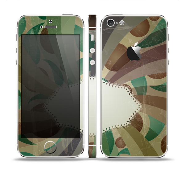 The Vintage Swirled Stripes with Name Tag Skin Set for the Apple iPhone 5