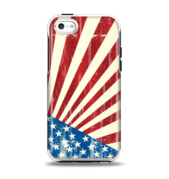The Vintage Tan American Flag Apple iPhone 5c Otterbox Symmetry Case Skin Set