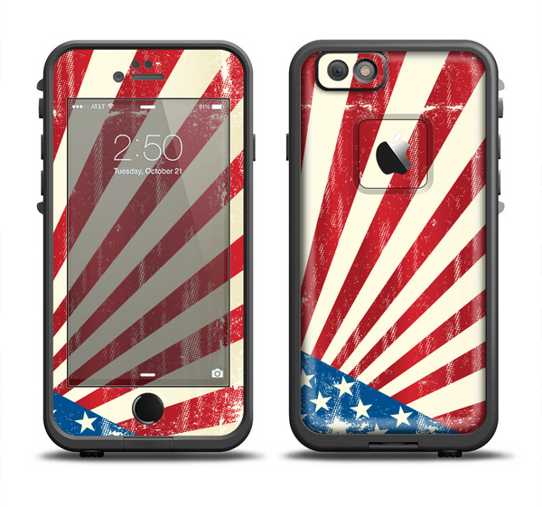 The Vintage Tan American Flag Apple iPhone 6/6s Plus LifeProof Fre Case Skin Set