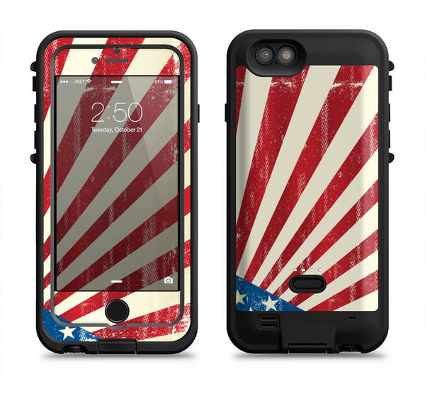 The Vintage Tan American Flag Apple iPhone 6/6s LifeProof Fre POWER Case Skin Set