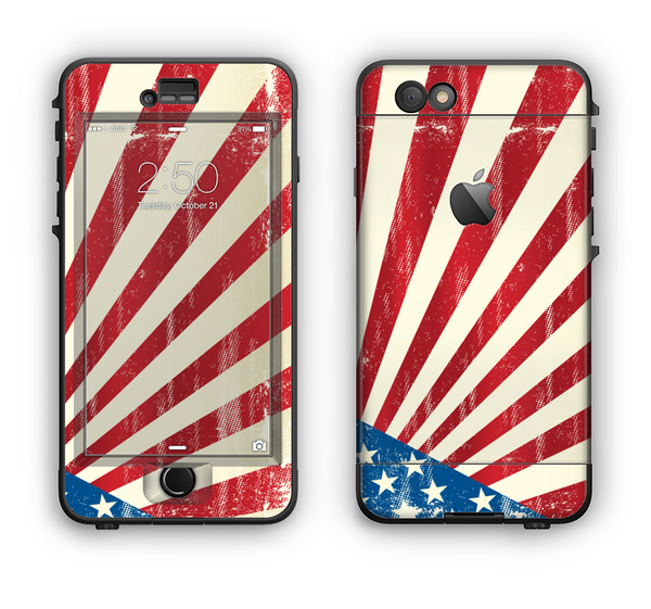 The Vintage Tan American Flag Apple iPhone 6 LifeProof Nuud Case Skin Set