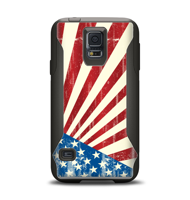 The Vintage Tan American Flag Samsung Galaxy S5 Otterbox Commuter Case Skin Set