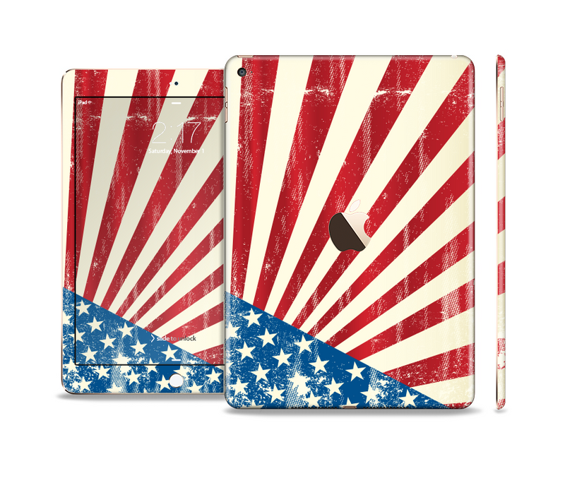 The Vintage Tan American Flag Skin Set for the Apple iPad Air 2