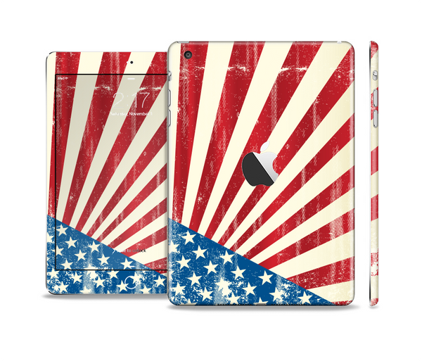 The Vintage Tan American Flag Full Body Skin Set for the Apple iPad Mini 2