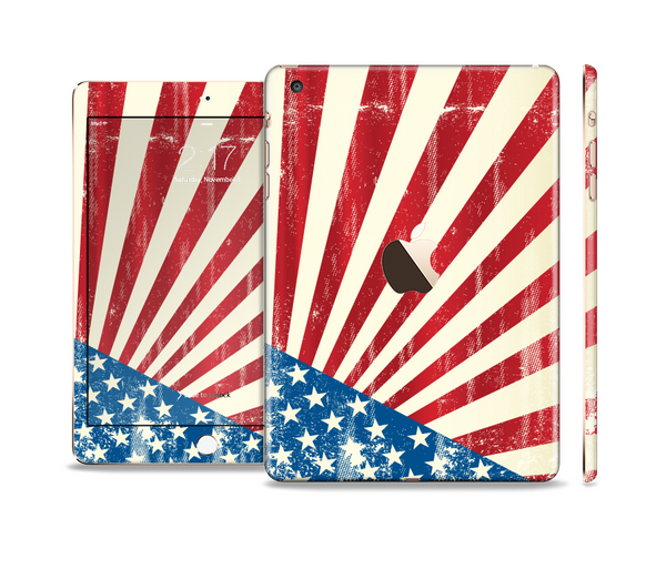 The Vintage Tan American Flag Full Body Skin Set for the Apple iPad Mini 3
