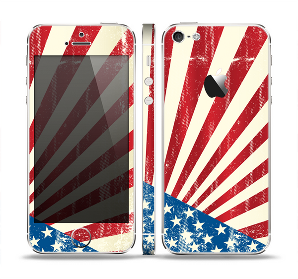 The Vintage Tan American Flag Skin Set for the Apple iPhone 5