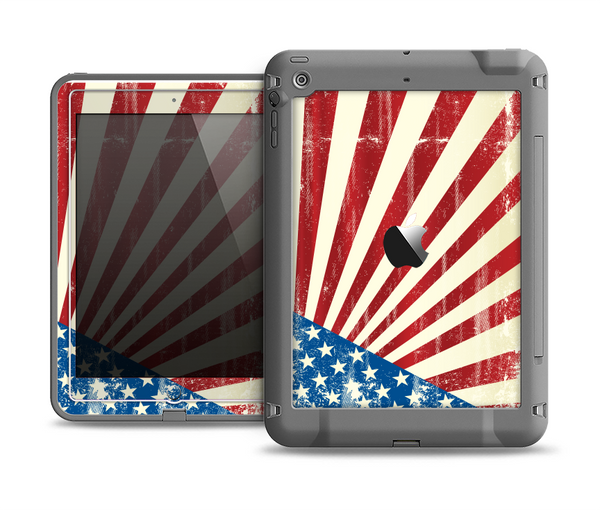 The Vintage Tan American Flag Apple iPad Air LifeProof Fre Case Skin Set
