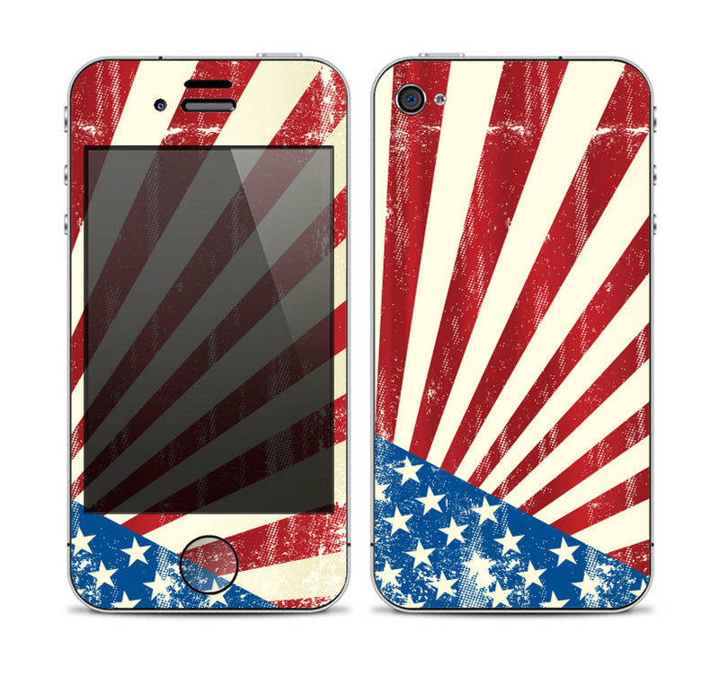The Vintage Tan American Flag Skin for the Apple iPhone 4-4s