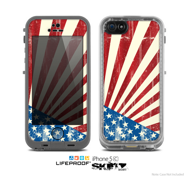 The Vintage Tan American Flag Skin for the Apple iPhone 5c LifeProof Case