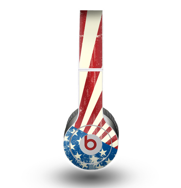 The Vintage Tan American Flag Skin for the Beats by Dre Original Solo-Solo HD Headphones